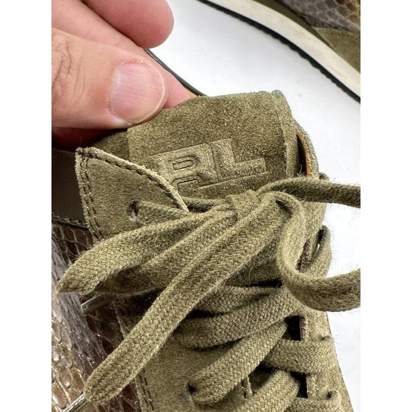 Ralph Lauren Purple label suede & Snakeskin Sneakers Made Italy 10.5-narrow - Picture 11 of 14